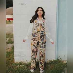 Gorgeous Floral Patterned Gardening Overalls (XL)